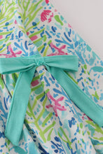 Load image into Gallery viewer, Green meadow splash ruffle dress
