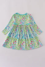 Load image into Gallery viewer, Green meadow splash ruffle dress
