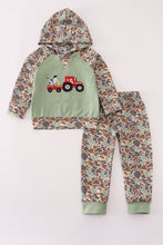 Load image into Gallery viewer, Green camouflage cow tractor applique pants set
