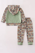 Load image into Gallery viewer, Green camouflage cow tractor applique pants set
