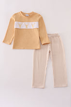Load image into Gallery viewer, Khaki deer embroidery stripe pants set
