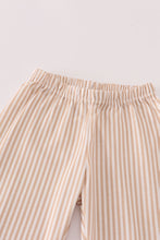 Load image into Gallery viewer, Khaki deer embroidery stripe pants set
