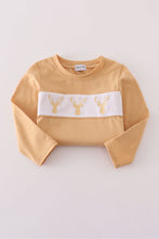 Load image into Gallery viewer, Khaki deer embroidery stripe pants set
