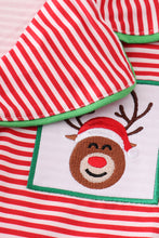 Load image into Gallery viewer, Red stripe christmas reindeer embroidery women gown
