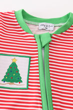 Load image into Gallery viewer, Red stripe christmas tree embroidery boy romper
