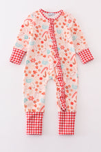 Load image into Gallery viewer, Red christmas candy cane zipper girl romper

