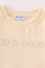 Load image into Gallery viewer, Cream god is good embroidery mom&amp;me fleece sweatshirt
