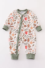 Load image into Gallery viewer, Merry christmas print ruffle zip girl romper
