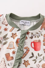 Load image into Gallery viewer, Merry christmas print ruffle zip girl romper
