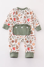 Load image into Gallery viewer, Merry christmas print ruffle zip girl romper
