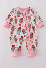 Load image into Gallery viewer, Pink christmas nutcracker print ruffle romper
