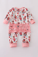 Load image into Gallery viewer, Pink christmas nutcracker print ruffle romper
