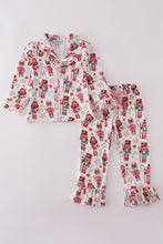 Load image into Gallery viewer, Christmas nutcracker print ruffle pajamas set
