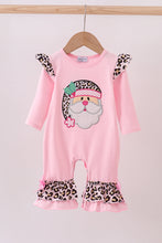 Load image into Gallery viewer, Pink santa claus leopard ruffle romper
