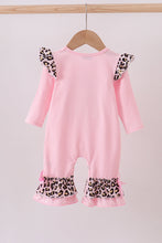 Load image into Gallery viewer, Pink santa claus leopard ruffle romper
