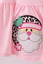 Load image into Gallery viewer, Pink santa claus leopard ruffle bloomer set
