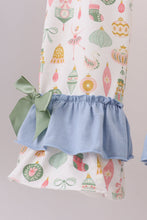 Load image into Gallery viewer, Blue nutcracker embroidery ruffle pants set
