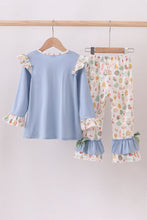 Load image into Gallery viewer, Blue nutcracker embroidery ruffle pants set

