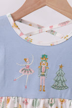 Load image into Gallery viewer, Blue nutcracker embroidery ruffle dress
