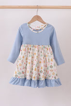 Load image into Gallery viewer, Blue nutcracker embroidery ruffle dress
