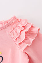 Load image into Gallery viewer, Pink believe embroidery ruffle romper
