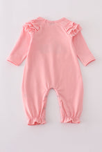Load image into Gallery viewer, Pink believe embroidery ruffle romper

