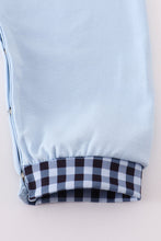 Load image into Gallery viewer, Blue believe embroidery romper
