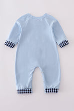 Load image into Gallery viewer, Blue believe embroidery romper
