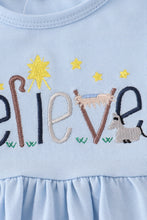 Load image into Gallery viewer, Blue believe embroidery ruffle pants set

