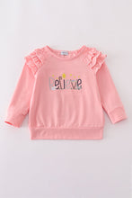 Load image into Gallery viewer, Pink believe embroidery ruffle top

