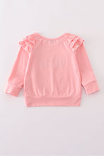 Load image into Gallery viewer, Pink believe embroidery ruffle top
