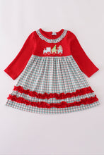 Load image into Gallery viewer, Red gingerbread applique ruffle dress
