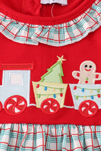Load image into Gallery viewer, Red gingerbread applique ruffle dress
