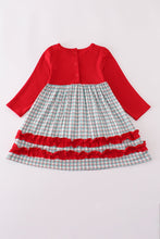 Load image into Gallery viewer, Red gingerbread applique ruffle dress
