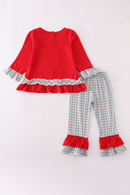 Load image into Gallery viewer, Red gingerbread applique ruffle pants set
