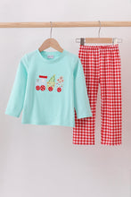 Load image into Gallery viewer, Mint gingerbread applique pants set
