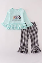 Load image into Gallery viewer, Blue GOIN TO THE ZOO embroidery ruffle pants set
