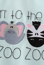 Load image into Gallery viewer, Blue GOIN TO THE ZOO embroidery ruffle pants set
