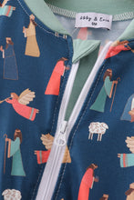 Load image into Gallery viewer, Navy nativity print romper
