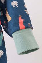 Load image into Gallery viewer, Navy nativity print romper

