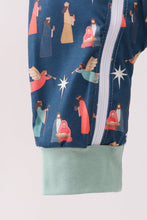 Load image into Gallery viewer, Navy nativity print romper
