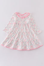 Load image into Gallery viewer, Pink floral ruffle girl dress
