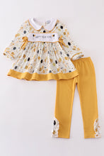 Load image into Gallery viewer, Mustard happy new year embroidery girl set
