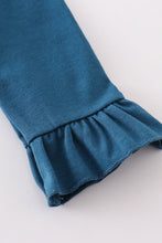 Load image into Gallery viewer, Navy farm french knot girl bloomer set
