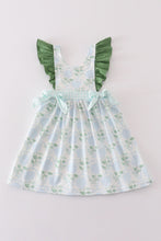 Load image into Gallery viewer, Green botanical print girl dress

