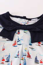 Load image into Gallery viewer, Navy sailboat print girl dress

