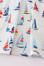 Load image into Gallery viewer, Navy sailboat print girl dress
