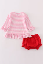 Load image into Gallery viewer, Valentine&#39;s day fire truck applique girl bloomer set
