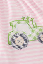 Load image into Gallery viewer, Pink tractor lucky clover applique girl dress
