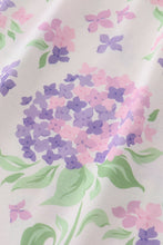 Load image into Gallery viewer, Purple hydragena print smocked girl dress
